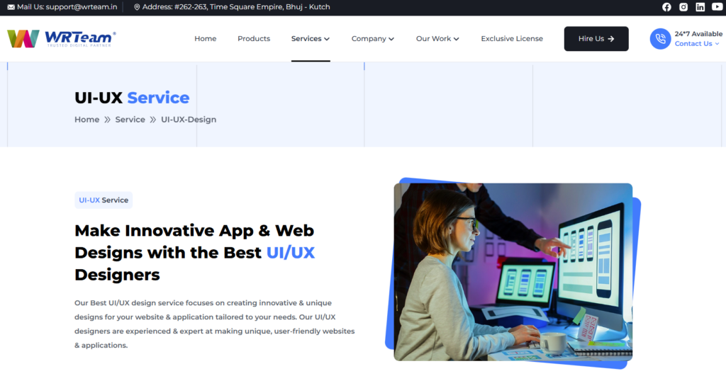 UI/UX design and development in Bhuj