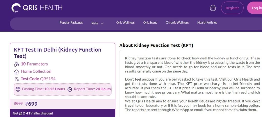KFT Test Price in Delhi | Kidney Function Test In Delhi @699